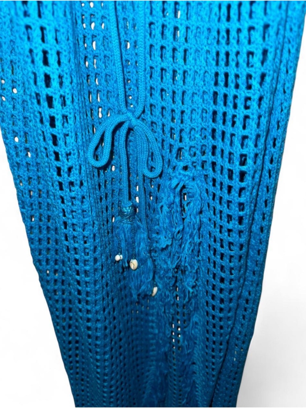 Turquoise Crochet Maxi Dress with Front Slit - Picture 4 of 5